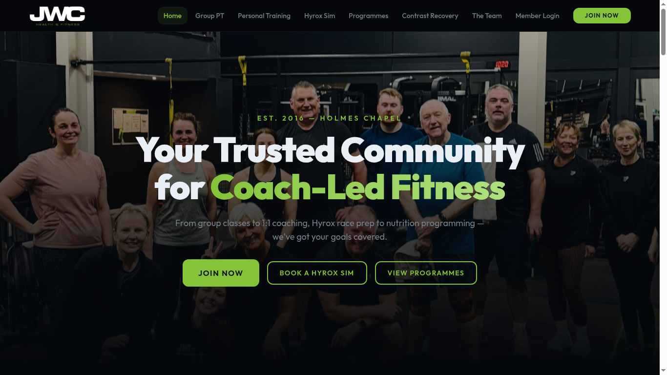 JWC Health & Fitness website preview